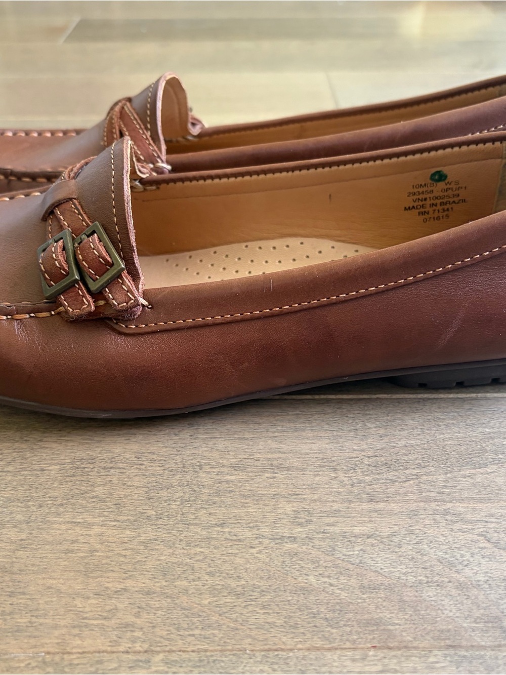 L.L. Bean Chestnut Brown Leather Driving Moccasins Sz 10 NWOT - Picture 3 of 7